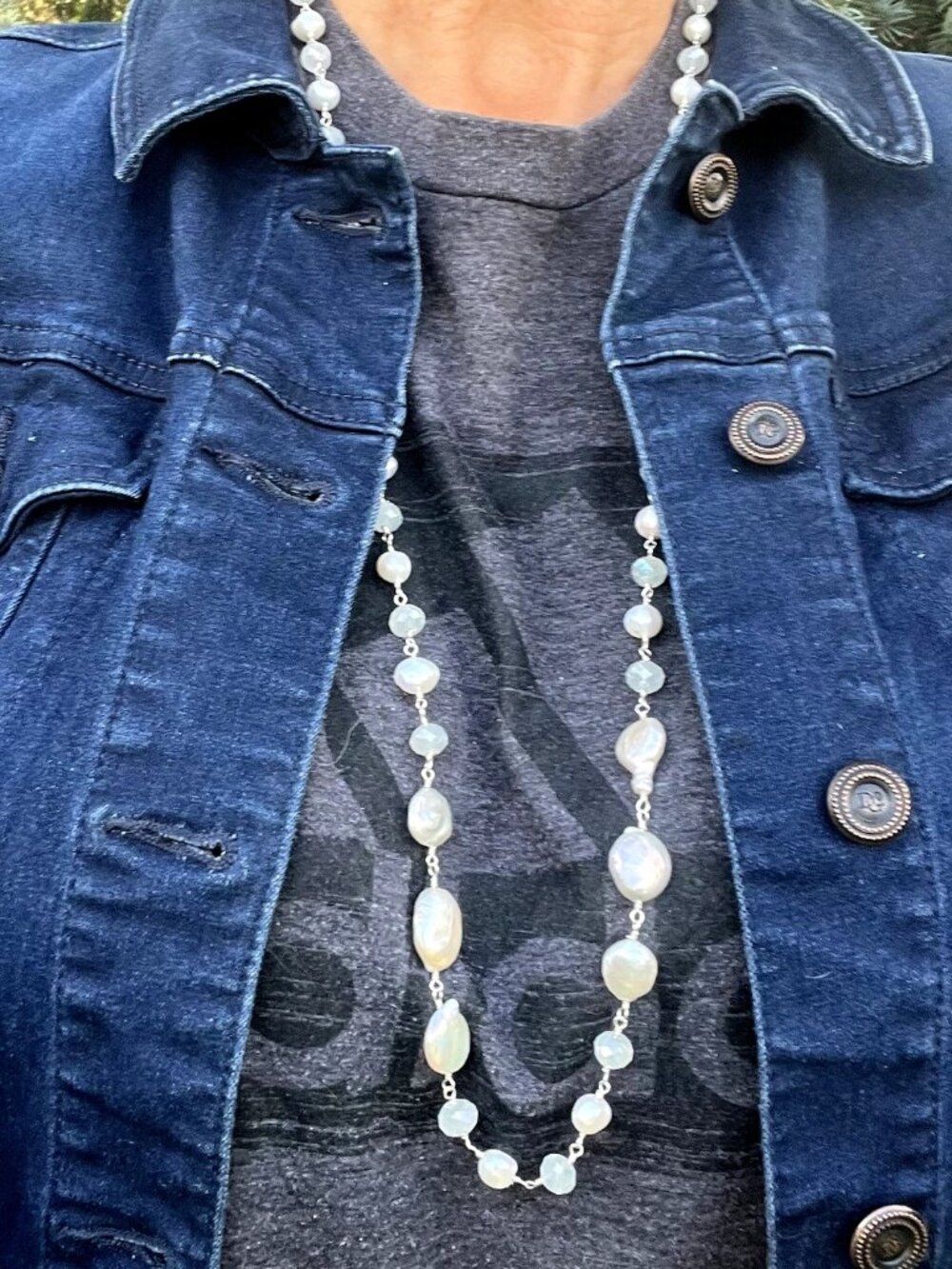 Sundance $178 NEW 36" NEW BAROQUE BIWA PEARL Sterling Silver Beaded Necklace - Picture 7 of 11